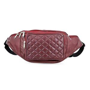 Tamsy Burgandy Genuine Leather Fanny Pack with RFID protection (17.5 x 6.5) NEW